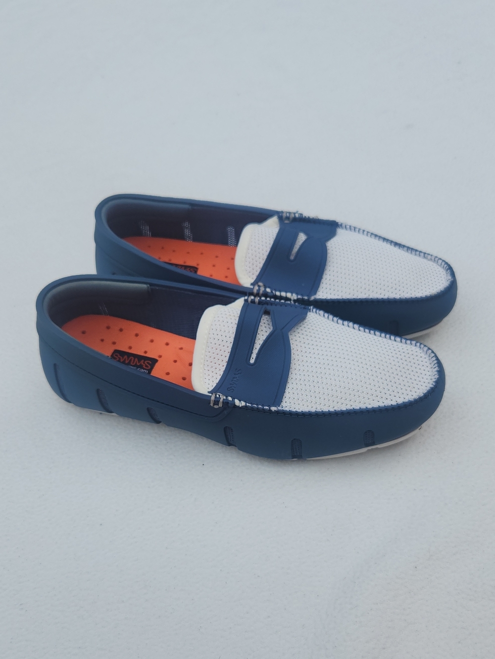 ​SWIMS Men's Penny Loafer Navy Blue White Water Resistant Boat Shoes Size 7